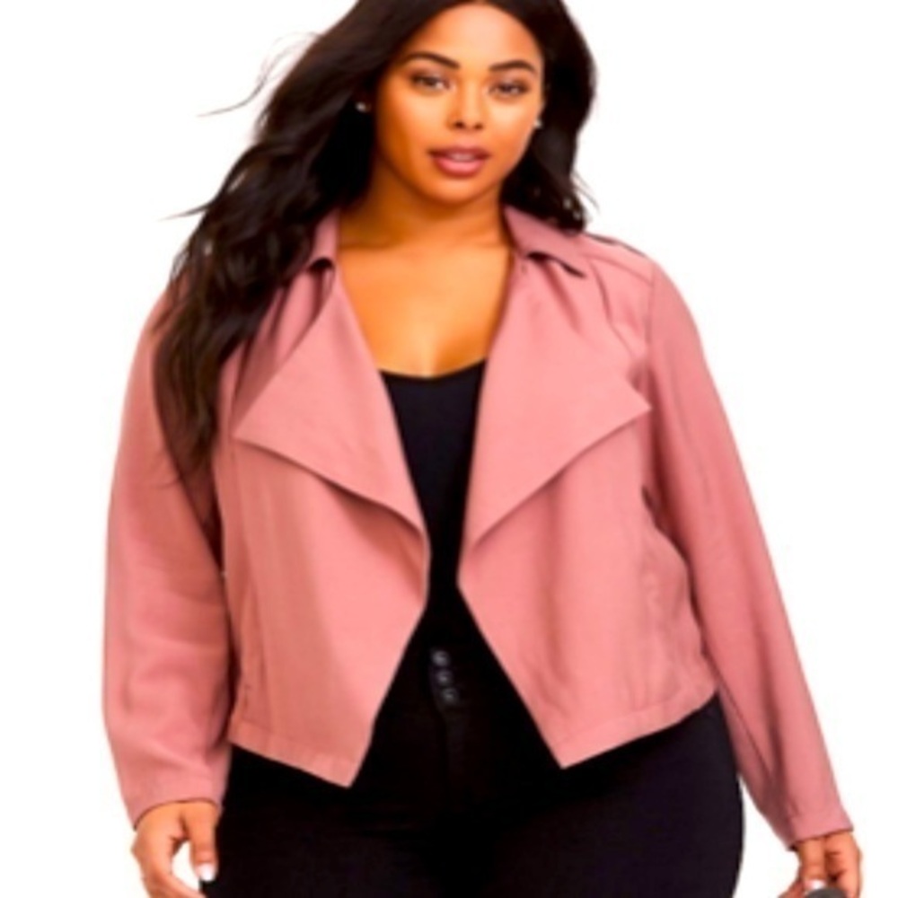 Torrid walnut drape front twill jacket dusty rose pink size 2X